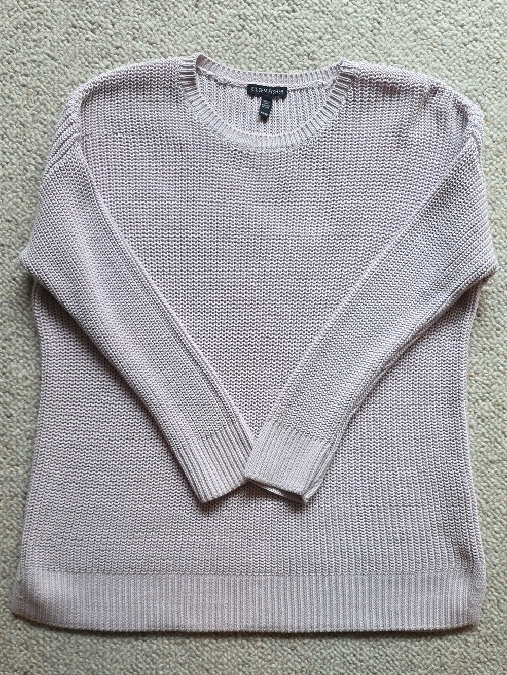 100% Organic Cotton Eileen Fisher Cable Oversized Sweater Top xs/s Lavender